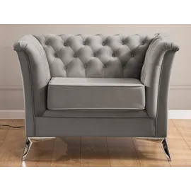 s-style möbel Chesterfield-Sessel Whitby Samt 116 x 78 x 82 cm Grau