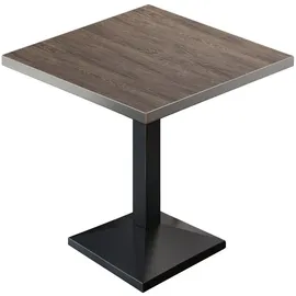 GGM Möbel BPA | Bistro Tisch | Quadratisch | Edelstahl Rand | 60 x 60 x 78,5 cm | Light Wenge / Schwarz