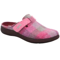 Rohde Pantoffel Hausschuh, Schlappen, Clog mit praktischem Klettriegel Gr. 41 pink-kariert, - 96840148-41