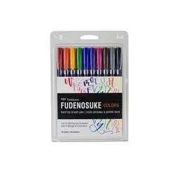 Tombow WS-BH-10P, Fein / Mittel, 10 Farben, Schwarz, Blau, Grün, Grau, Orange, P
