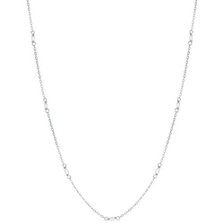 Hey Happiness Kette mit Anhänger Kette Perlen Gold Sterlingsilber, weiß, 41-46 cm verstellbar, Feine Perlenkette Damen 925 Silber, Süßwasserperlen, Brautschmuck silberfarben