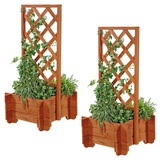 Mucola Rosenbogen 2x Rosenbogen + Pflanzkübel Pergola Spalier Blumenkübel Rankhilfe Holz Set, 2 St. braun