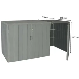 Mendler WPC Mülltonnenbox J28-XL-1-2er grau