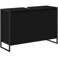 VidaXL Badezimmerschrank mit Tür Schwarz Eichen-Optik 90 x 30