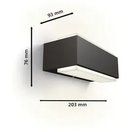 Philips LED-Wandleuchte Aluminium 7,6 cm spritzwassergeschützt anthrazit