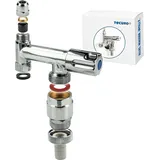 tecuro Geräteventil Eckfix mit Rohrbelüfter, zur Montage auf Eckventil, Messing verchromt