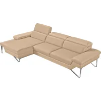 Egoitaliano Ecksofa »Princess, elegantes Designsofa mit erstklassigem Sitzkomfort, L-Form«, mit Recamiere, inkl. Kopfteilverstellung, edle Designmetallfüße beige