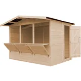 TIMBELA Marktbude Holz M150A 6,03 m2 mit 3 Theken
