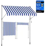 Songmics Klemmmarkise 250 x 120 cm blau/weiß
