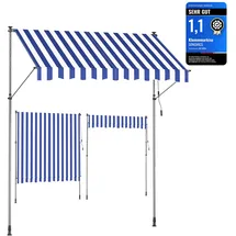 Songmics Klemmmarkise 250 x 120 cm blau/weiß