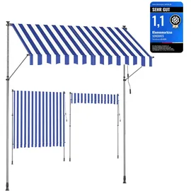 Songmics Klemmmarkise 250 x 120 cm blau/weiß