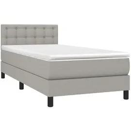 vidaXL Boxspringbett mit Matratze & LED Hellgrau 90x200 cm Stoff