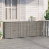 KOIECETA Gartenschrank Geräteschrank Haushaltsschrank Aufbewahrungsschrank Beistellschrank Schrank Garten Balkon Grau 198x55,5x80cm Poly Rattan