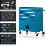 Werkzeugwagen inkl. Werkzeug 70 Teile + großes Fach - Blau