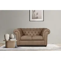 Home Affaire 2-Sitzer HOME AFFAIRE "CHARENTE, Chesterfield-Sofa, Wellenfederung, Maße: B/T/H: 147/89/74 cm", braun, B:147cm H:74cm T:89cm, 100% Polyester, Sofas, mit edler Knopfheftung und typischen Armlehnen