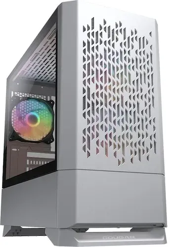 Cougar MG140 Air RGB, Mini Tower, PC, Weiss, micro ATX, Mini-ITX, Blau, Grün, Rot, Hinten, Vorderseit (Mini-ITX, mATX), PC Gehäuse, Weiss