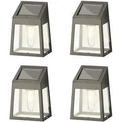 Kaemingk LED Solar Wandleuchte 4er Set schwarz Wandlampen Solarleuchten Lichtsensor