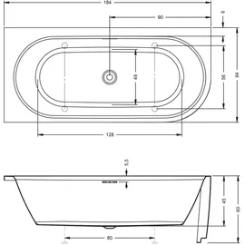 Riho Desire Corner Eckbadewanne 184 x 84 cm (B087007005)
