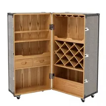 Casa Padrino Luxus Bar Schrank im Vintage Koffer Design Schwarz / Weiß - Kommode - Art Deco Barock Jugendstil Kofferschrank - Luxus Hotel Bar Trolley