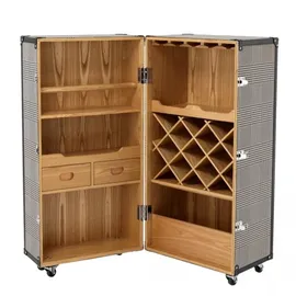 Casa Padrino Luxus Bar Schrank im Vintage Koffer Design Schwarz / Weiß - Kommode - Art Deco Barock Jugendstil Kofferschrank - Luxus Hotel Bar Trolley