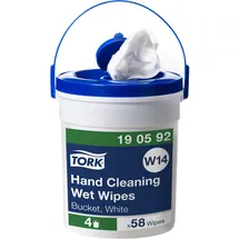 TORK Handreinigungstücher im Spendereimer, Weiß W14, Ohne Duftstoffe, 4 Eimer) mit je 58 Tücher,