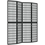 vidaXL 4-tlg. Paravent Japanischer Stil Faltbar 160x170 cm Schwarz