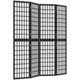 vidaXL 4-tlg. Paravent Japanischer Stil Faltbar 160x170 cm Schwarz