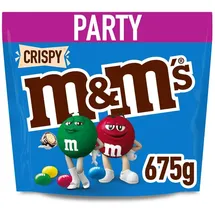 M&M's Crispy, Schokolinsen aus Milchschokolade mit Knusperkern, Großpackung für Partys, Schokoladen-Geschenk & Filmabend-Snacks, 1 x 675g
