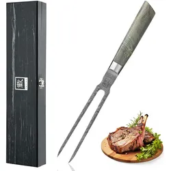 Tranchiergabel | 18 cm Klinge aus 67 Lagen Damaststahl | Ahornholzgriff