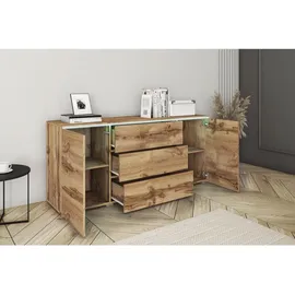 P & B Sideboard Vera mit LED ca. 150 cm Eiche Wotan