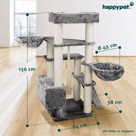 Happy Pet HAPPYPET Kratzbaum große Katzen XXL, Katzenbaum Deckenhoch, Stabil und Massiv mit Sisalsäulen und Dicker Bodenplatte, Ideal für Schwere