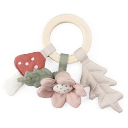 Sebra - Rassel aus Bio-Baumwolle, Blatt / Pilz / Blume, beige