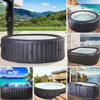 BRAST® Whirlpool aufblasbar MSpa | 2-8 Personen | viele Modelle rund und eckig | Ø 125-224cm | In-Outdoor Pool | bis zu 144 Massagedüsen | inkl. Aufblasfunktion Abdeckung Timer Heizung | Rimba 6