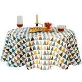 Runde Tischdecke 120 Cm Aus Baumwolle Und Leinen – Knitterarm Und Strapazierfähig – Moderne Dekoration Für Küche Und Esszimmer – Maschinenwaschbar