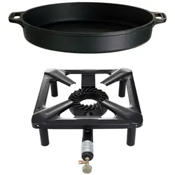 Hockerkocher-Set mit Eisen-Gusspfanne 50 cm