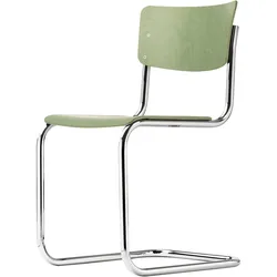 Thonet - S 43 Stuhl, Chrom / Buche schilfgrün gebeizt (TP 262)