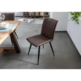 Massivmoebel24 Polsterstuhl Leder braun