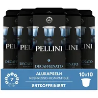 Pellini Top Entkoffeiniert, 100 Nespresso-kompatible Alukapseln, Arabica-Robusta-Mischung mit Noten von Nüssen und Feigen, 10x10 Kapseln