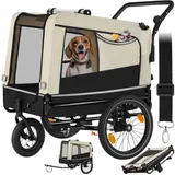 tectake Fahrradhundeanhänger Hundeanhänger, 3in1 multifunktional beige