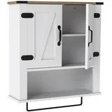 Costway Wandmontierter Badezimmerschrank, Badezimmerschrank mit Handtuchhalter und verstellbarem Regal, 60 x 20 x 72,5 cm, weiß