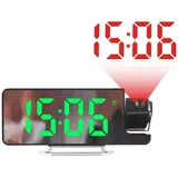 Kznifmk LED-Digital-Projektionsuhr, 180°-Drehung, Großer Bildschirm, Datum, Uhrzeit, Temperatur, Elektronischer für Schlafzimmer, Langlebig – A