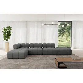 altdecor Ecksofa modulares Sofa Kerru-L2 - 380x190x70 cm Dunkelgrau Velours