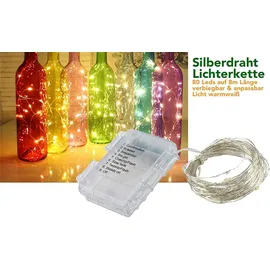 ChiliTec Led Batterie-Lichterkette 80 micro LEDs, 8m, warmweiß, IP44