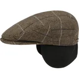 Stetson Kent Ohrenklappen Flatcap Herren - Schiebermütze mit Klappen für Ohren - Flatcap mit Fischgrätmuster - Ohrenmütze Herbst/Winter - Schirmmütze beige-braun 59 cm - 59