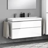 Geberit Xeno2 Doppelwaschtisch, evineo ineo4 Unterschrank B: 120 cm, 2 Auszüge, mit Griff, B: 120 500550011+BE0222WH
