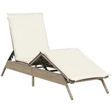 vidaXL Sonnenliege mit Auflage Beige Poly Rattan