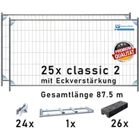 Bauzaun Paket / Set classic 2 EV mit TP25 und Kunststofffüßen