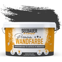 SEEBAUER diy® Wandfarbe Schwarz für Innen (No. 100 Black Pearl 2,5 Liter) Edelmatte Schwarztöne hohe Deckkraft