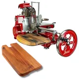 Berkel Volano Tribute Rot, Schwungradmaschine – Wunderschöne Aufschnittmaschine + Fassholzbrett Unikat