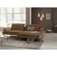 Ecksofa W.SCHILLIG "enjoy&MORE, Designsofa, elegant und bequem, L-Form", braun (chocolate s37), B:294cm H:87cm T:185cm, Chenille-Flachgewebe R66 (85% Polyester, 15% Nylon), Longlife Xtra-Leder Z59: Glattleder mit modischer Prägung. Hautstärke 0, 9 - 1, 1 mm, Stoff S37 (100% Polyester), Sofas, Sitztiefenverstellung, Füße schwarz pulverbeschichtet, Breite 294 cm